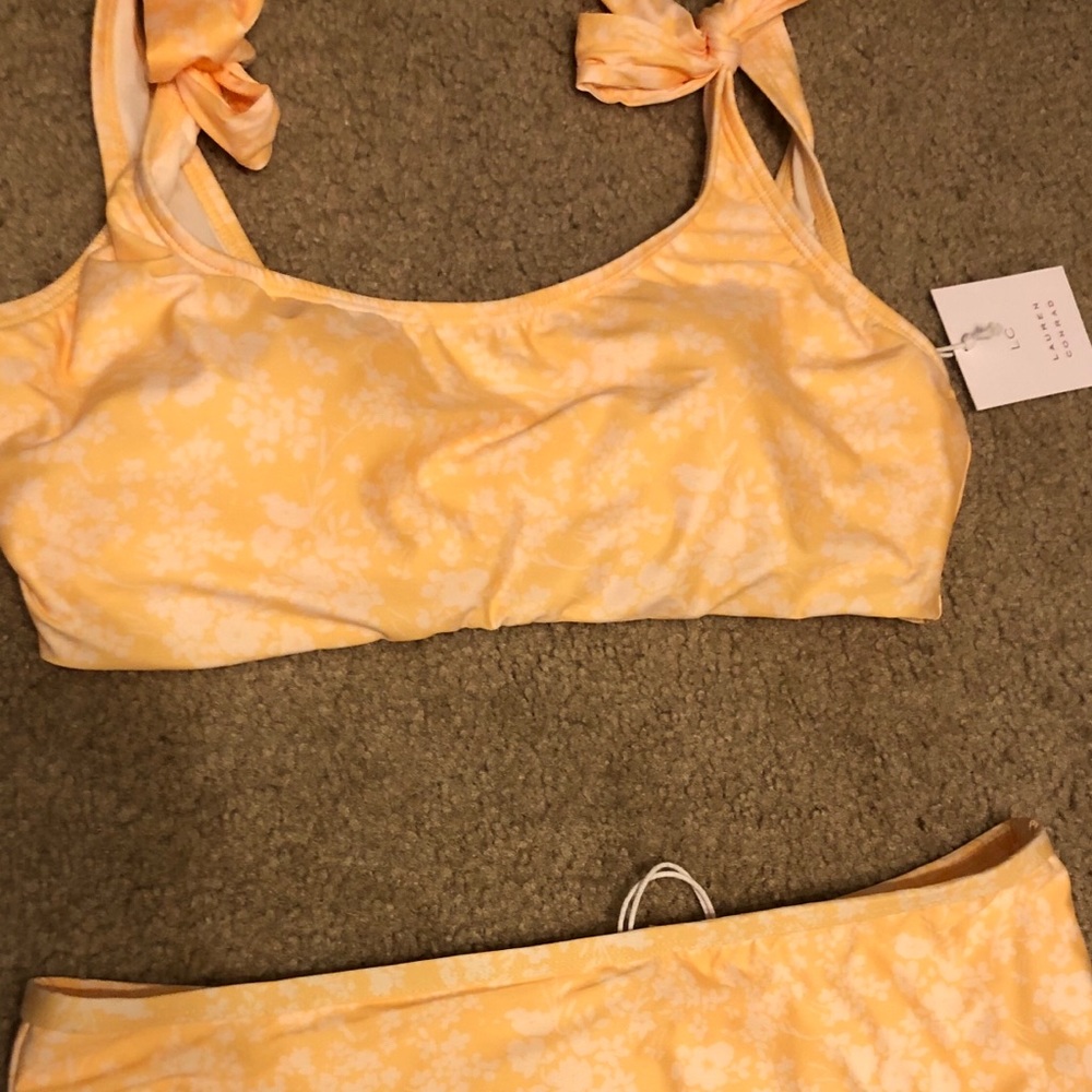 Yellow Floral Print Two Piece